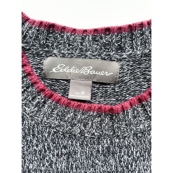 Men's Eddie Bauer Marled Gray Cotton Crewneck Sweater Size Medium - Picture 2 of 7